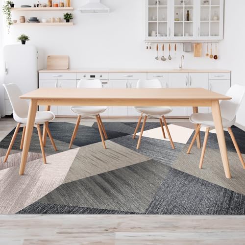 HOMFINE Washable Modern Area Rug - Geometric Style 9x12 Rugs for Living Room, Bedroom, Machine Washable Rug Soft Non Slip Non Shedding Area Rug - Green, 9'x12'