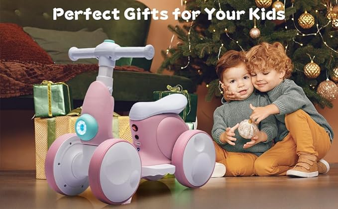 6V Electric Baby Balance Bike with Bubble Machine,4 in 1 Toddler Balance Bike w/Remote Control for 1 Year Old Boys Girls Kids Bubble Bike Ride on Toys w/Powered Motor,Music,LED Lights (Pink)