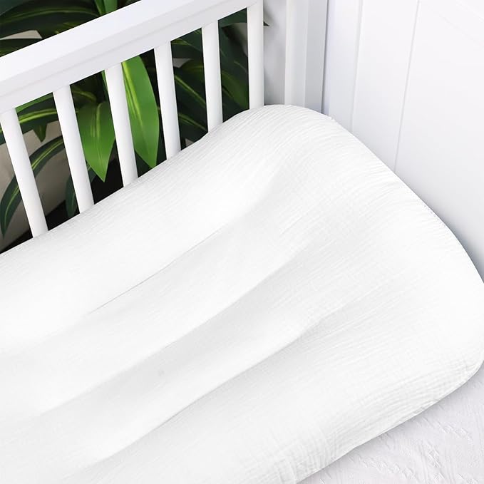 Hooyax Muslin Baby Lounger Cover Soft Organic Cotton Slipcover Fits Newborn Lounger for Baby Boys and Girls (White)