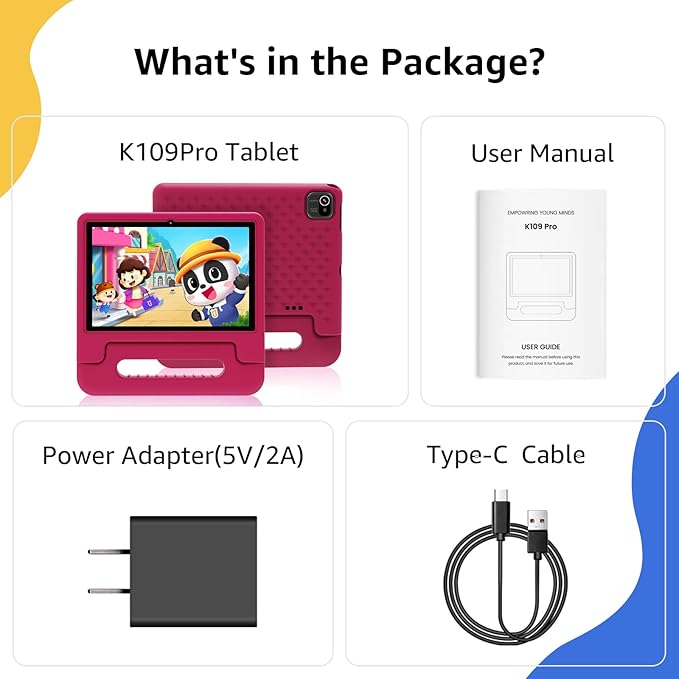 ApoloSign Kids Tablet 2025, 10.1 inch Tablet for Kids, Octa-core, 6 GB RAM, 64GB ROM Tablets for Toddlers with Parental Control, 8-hr Battery, Wi-Fi6, BT5.0, Droop-Proof Case (Pale Pink)