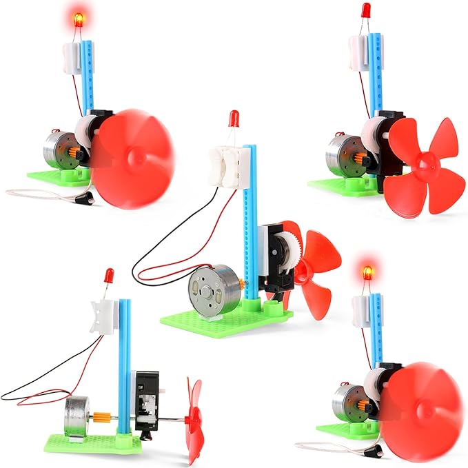 5 Bulk STEM Generator Kits for Kids, DC Motor Science Experiments, Engineering Building Projects Activities STEAM Toys, Class Educational Learning Classroom Activity, Free Energy Hand Generators Kit