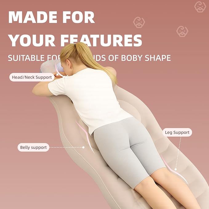 Inflatable Pregnancy Belly Mattress, Float with Abdominal Hole Full Body Inflatable Bed for Pregnant Women, The Best Pregnancy Pillow for Sleeping Prone - Relieves Back Hip Pain