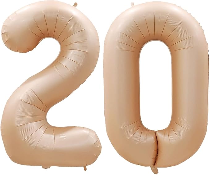 GOER Number 20 Balloons for 20th Birthday Party Decorations,42 Inch Jumbo Foil Helium Balloons for 20th Anniversary (Caramel)