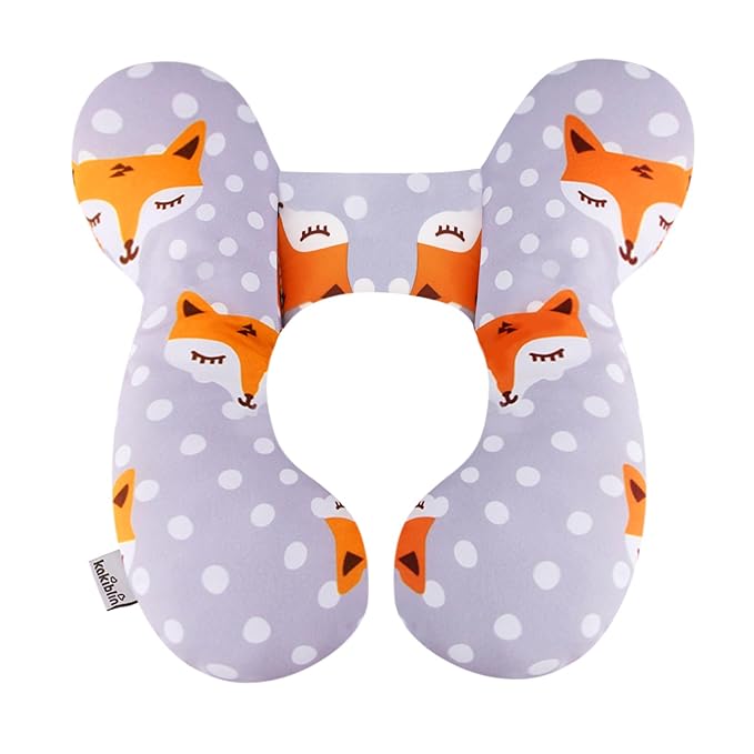 KAKIBLIN Baby Travel Pillow,Baby Neck Pillows for Car Seat,Upgraded Baby Head Pillow,Toddler Head and Neck Baby Support Pillow for Car Seat, Pushchair,Travel (Gray Fox)