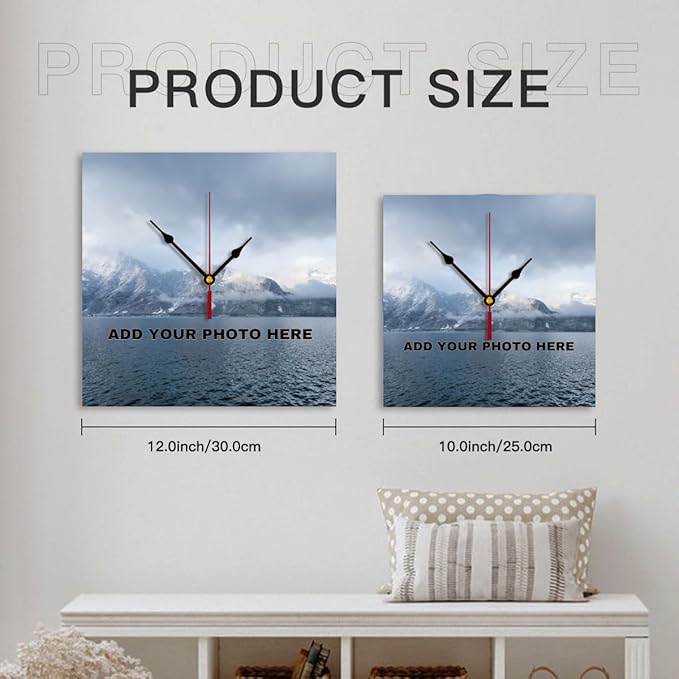 Generic Custom Wall Clock Personalized Wall Photo That PVC Customized Round Silent Clock for Living Room Wedding Friend Family Lover, 10inch-25cm