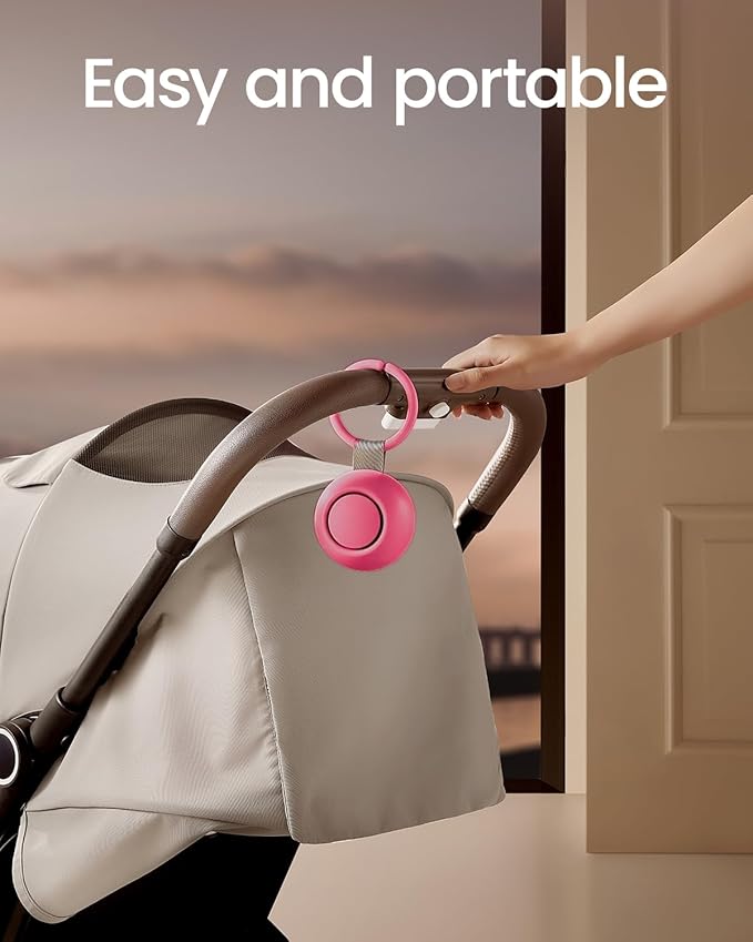 2025 Mom's Choice Awards, Portable Sound Machine for Baby Adult, AI Cry Detection, 18 Soothing Sound, Bluetooth Rechargeable White Noise Machine for Home Travel, Nursery Light, Barbie Pink