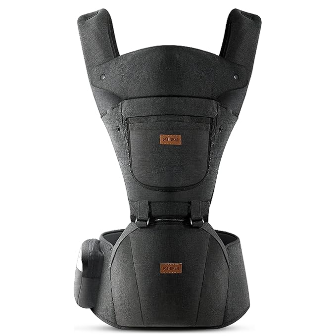 Baby Carrier with Hip Seat, Baby Carrier Newborn to Toddler, 6-in-1 Ways to Carry, All Seasons, Adjustable Baby Holder Carrier for Breastfeeding(Black)