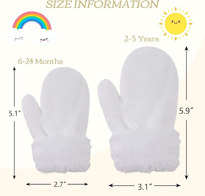 PESAAT Baby Girl Mittens Fleece Toddler Boy Mittens Warm Kids Winter Gloves Unisex Cold Weather Baby Gloves