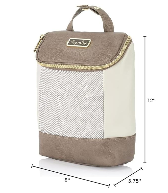 Itzy Ritzy Insulated Bottle Bag – Keeps Bottles Warm or Cool - Holds 3 Bottles & Features Interior Pocket for Ice Pack (Not Included), Vanilla Latte