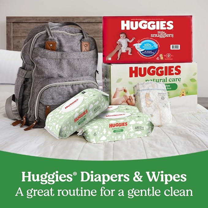 Huggies Natural Care Sensitive Baby Wipes, Unscented, Hypoallergenic, 99% Purified Water, 1 Flip-Top Pack (56 Wipes Total)