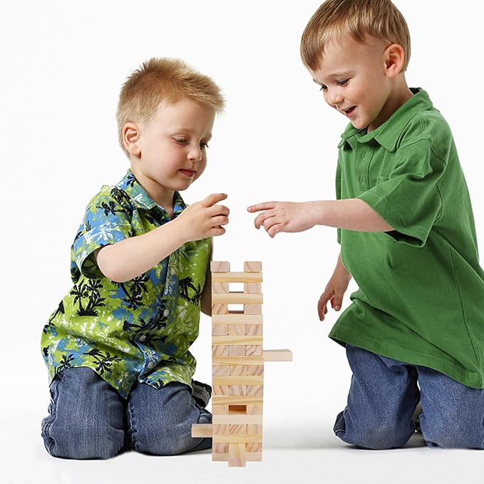 Glintoper Tic Tac Toe & Tumble Tower Blocks Tables Game Set, Classic Wood Stacking Game & XOXO Board Games for Kids Family, Living Room Rustic Coffee Table Decor, Travel Strategy Board Games