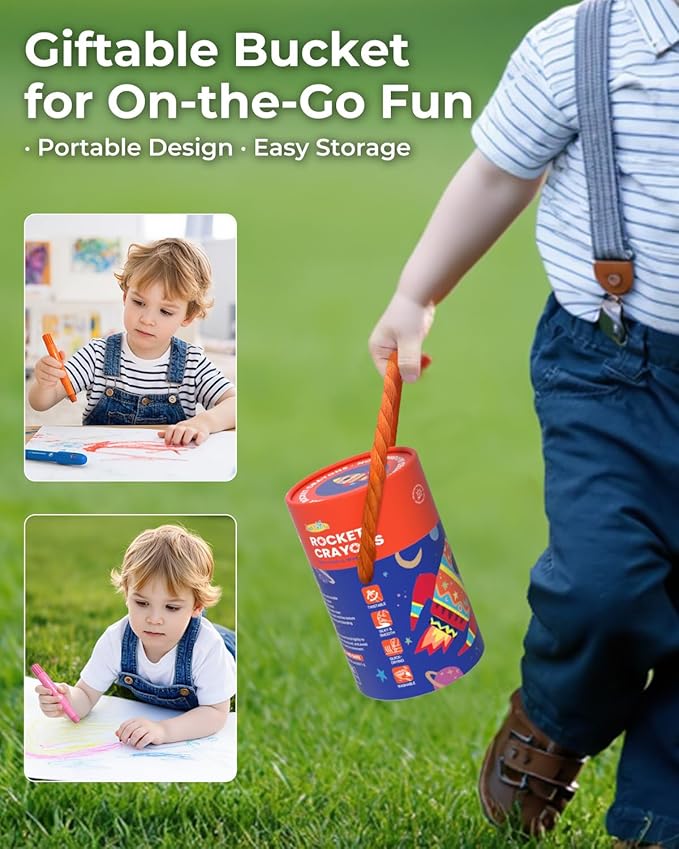 18 Colors Twist Crayons for Toddlers 1-3, Non-Toxic Washable Crayons for Ages 4-8 with Storage Bucket, Ultra-Silky and Easy to Hold Art Supplies, Ideal Coloring Gift for Boys and Girls