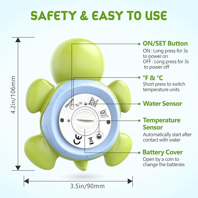 Baby Bath Thermometer, Digital Water Temperature Thermometers with 3 Color Backlit and Temperature Warning, Safety Bath Tube Thermometers Floating Toy for Infant, Toddler