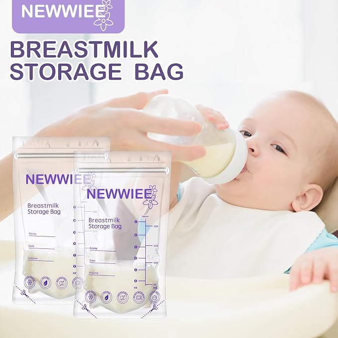 600 Count Breastmilk Storage Bags 7oz Breast Milk Bags for Breastfeeding Self Standing Breastmilk Storing No Leak Double Seal Freezer Storage for Refrigeration and Freezing(Purple)