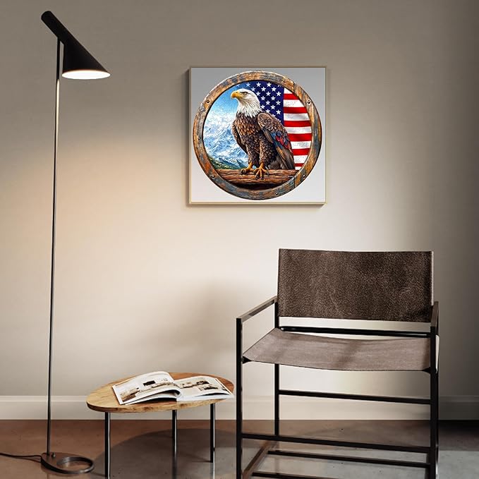 KAAYEE Wooden Puzzles for Adults, 3D Vision Effect Bald Eagle Wooden Jigsaw Puzzle Unique Shape Wood Puzzle Adult, 3D Effect Flat Puzzle Birthday Gifts Family Game (XL-17.3 * 17.3 in-450pcs)