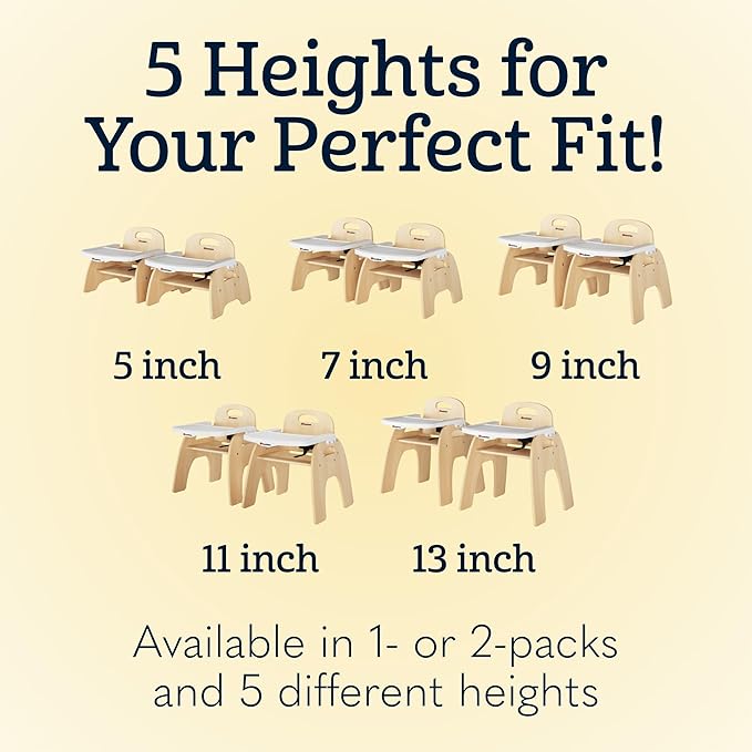 Foundations Easy Serve 5" Wood Feeding Chair for Toddlers, Adjustable Harness, Removable Dishwasher Safe Tray, “No Tip” Base, Baltic Birch Plywood