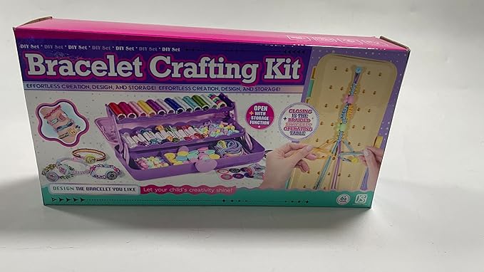 Friendship Bracelet Making Kit with Storage Box,DIY String Bracelet Arts and Craft for Girls Aged 8-12,Kids' Travel Activity Toy Set,Easter Birthday Gifts for Ages 6 7 8 9 10 11 12 Year Old Rose