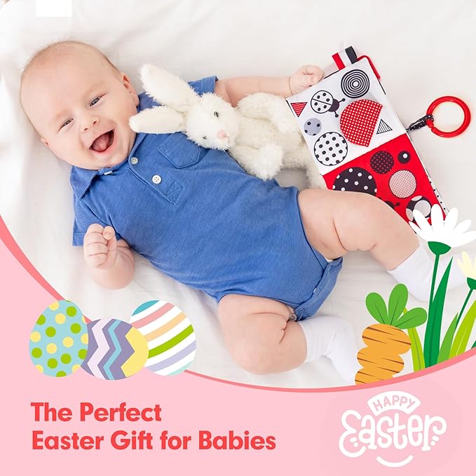 hahaland Baby Books 0-6 Months - 2PCS Infant Toys 0-6m Tummy Time Babies Toy Newborn Toys High Contrast Visual Development Sensory Book Baby Girl Boy Shower Gift