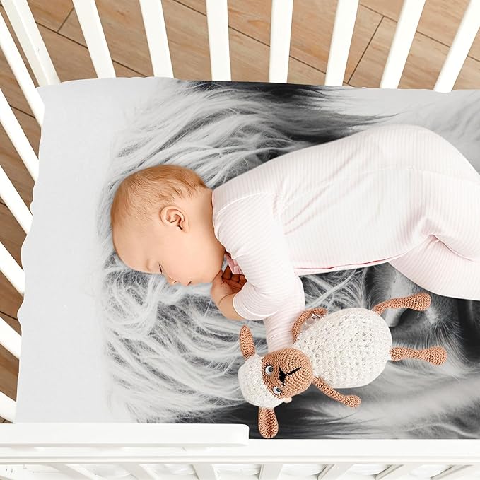 Highland Cow Crib Sheets for Boys and Girls, Fitted Baby Crib Sheets Soft and Breathable Mini Crib Sheets 39 X 27 Inches