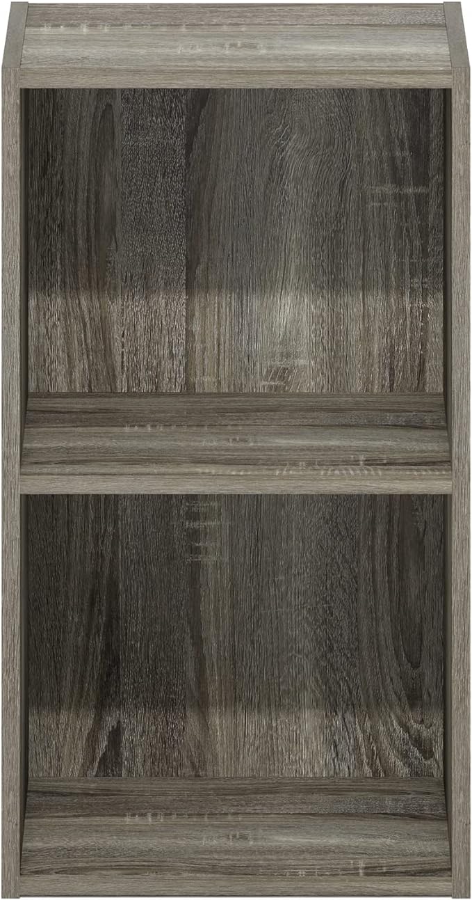 Furinno Luder Bookcase / Book / Storage, 2-Tier Cube, French Oak