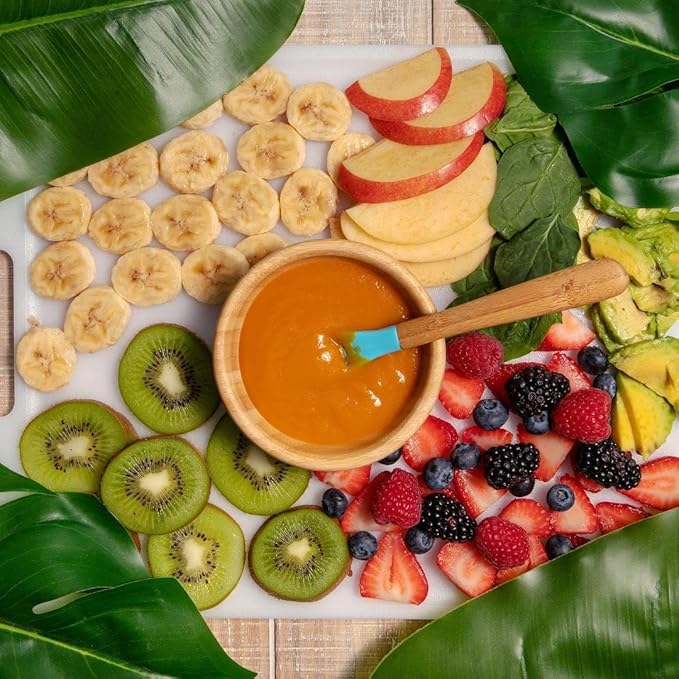 Avanchy Bamboo & Silicone Infant Training Spoons, BPA Free - Soft Tip, Easy on Gums, First Stage Feeding Utensils for Baby-Led Weaning, Self-Feeding, Gray