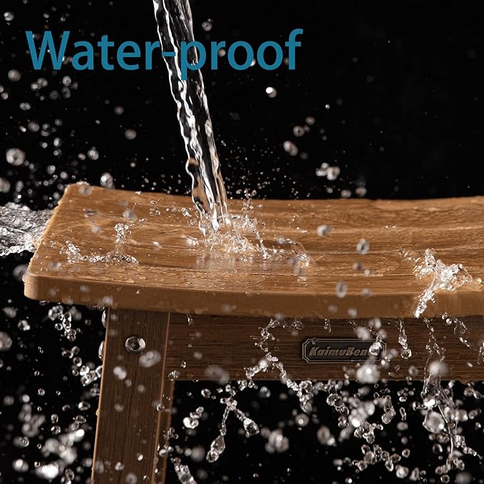 HDPS Shower Bench Seat for Inside, Waterproof Poly Lumber Shower Stool for Shaving Legs, Bathroom Foot Rest with Storage Shelf, Plastic Bath Chair Seat for with Adjustable Feet, No Maintenance, Brown