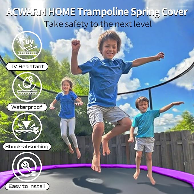 16FT/15FT/14FT/12FT/10FT Trampoline Safety Pad Replacement, Round Trampoline Spring Protection Cover, Fits 16FT/15FT/14FT/12FT/10FT Frames, Water-Resistant Trampoline Accessories