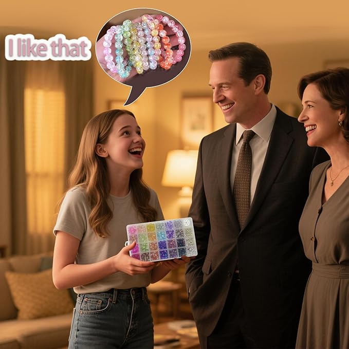 JULIMAIDONG 8mm Glass for Bracelets, 24 Colors Round Crystal Glass Bracelet Making Kit for Jewelry Making Kits Bead DIY Crafts with Spacer Charms Accessories (8MM, 24 Crackle Color)