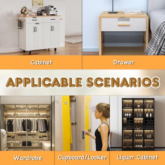 Eseesmart Smart Cabinet Lock, Hidden Magnetic Bluetooth RFID Keyless Drawer Lock, Baby Proofing Child Safety Cabinet Locks for Liquor File Cabinet Cupboard Desk Dresser Adults Black