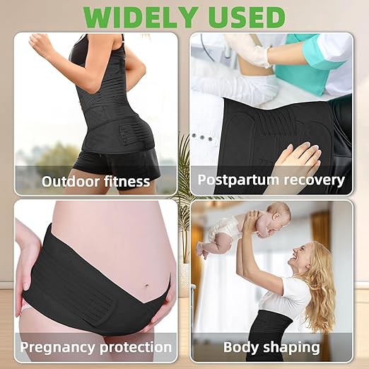 2 in 1 Postpartum Belly Band Wrap Black, C-Section Support Belt XX-Large, Post Partum Support Recovery Waist/Pelvis Belt, Hysterectomy Belly Band Binder Girdle Stomach
