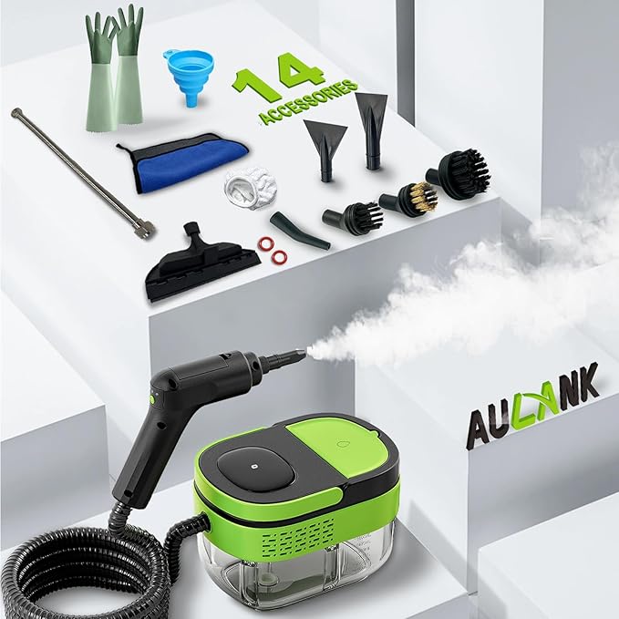 2500W Handheld Steam Cleaner,Portable Car Steamer For Auto Detailing,High-Temperature and Pressure Steam Cleaner For Home, Steam Cleaning Machine for Furniture,Kitchen,Grout,Floor,Tile (09-Green)