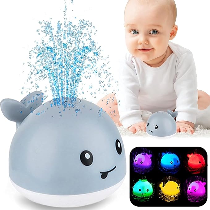 ZHENDUO Baby Bath Toys, Light Up Bath Toys Spray Water Bath Toy, Sprinkler Bathtub Toys for Toddlers Kids Boys Girls, Pool Bathroom Toy for Infant,Christmas Baby Toys