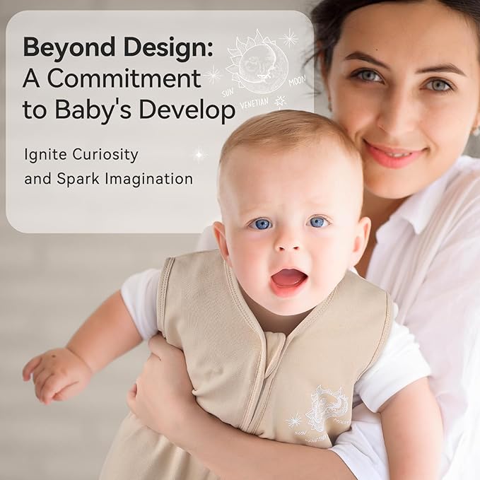 Baby Sleep Sack 18-24 Months 3 Pack 100% Cotton Lightweight 0.5 TOG Wearable Blanket Baby Sleep Bag with 2-Way Zipper for Toddler Beige