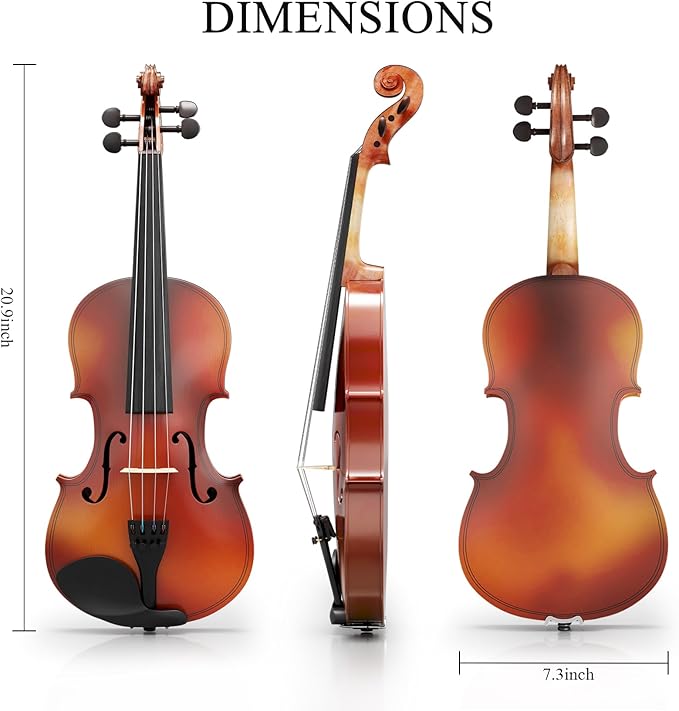 1/2 Beginner Violin Kit for Kids,Complete Violin Set with Case, Bow, Rosin,Natural