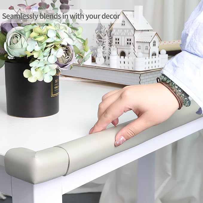 2 Pack L Shape Extra Thick Furniture Table Edge Protectors Foam Baby Safety Bumper Guard 16.4 Ft, Hearth Cushion, for Table, Fireplace, Countertop(with 8 Corners) (Gray)