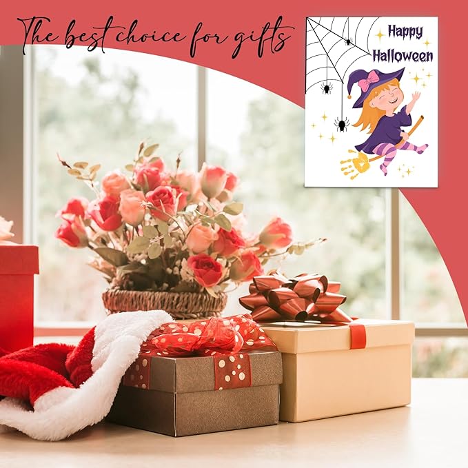 Halloween Baby Keepsake Gift, Baby's First Halloween Footprint Art on 7.8x9.8 Inch Canvas for Desktop Display, Baby Shower Photo Prop