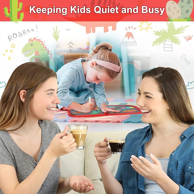 Erasable Book Doodle Set for Kids, Magic Drawing Book with 12 Watercolor Pens, Reusable 14 Page Art Set for Boys and Girls