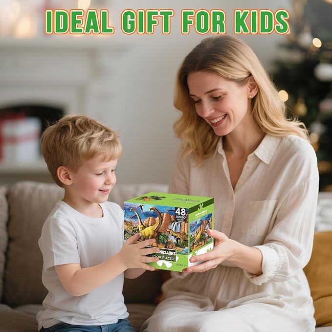 Jumbo Floor Puzzle for Kids,48 Piece Waterfall Dinosaur Large Jigsaw Puzzles, Fun Preschool Educational Toy for Toddlers Ages 3-5,Gift for Boy Girl Ages 4-8