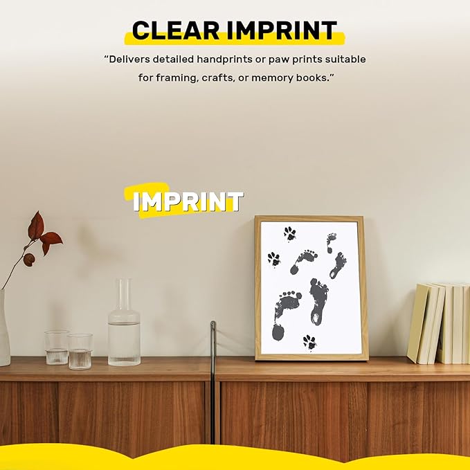 2-Pack Inkless Baby Hand and Footprint Kit with Mess-Free Ink Pad – Baby Safe Ink Pad for Hand, Foot & Paw Prints – Newborn Footprint & Paw Print Kit for Dogs and Cats – 16 Cards(Jet Black, Jumbo)