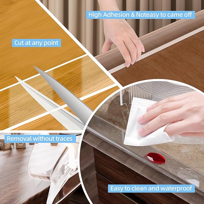 1.18 in x 16.4 FT,Clear Edge Corner Protector Baby Proofing with 6 Corners,Self Adhesive Protective Bumper Guards for Cabinet Door Desk Glass Table Bed Furniture,Kitchen Countertop
