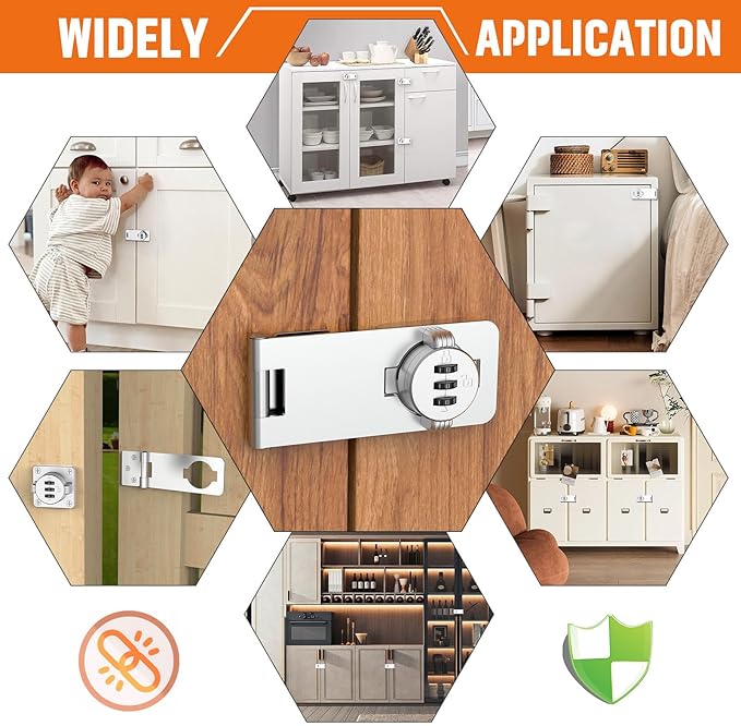 Keyless Cabinet Lock with Combination, Locker Code Lock with 3-Digit Combination, Security Door Lock for Drawers, Lockers, Bifold Doors, Small Doors, Closets, Refrigerators (Silver-1pc)