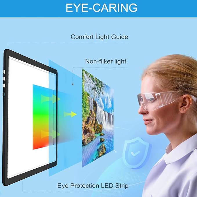 A3 Diamond Art Light Board with Bag, Light Box for Tracing with 6-Levels Dimming & Side Physical Buttons, 4 Pcs Magnets, Magnetic Light Pad for Diamond Painting, Sketching (Black, 46.2 x 33.9 CM)