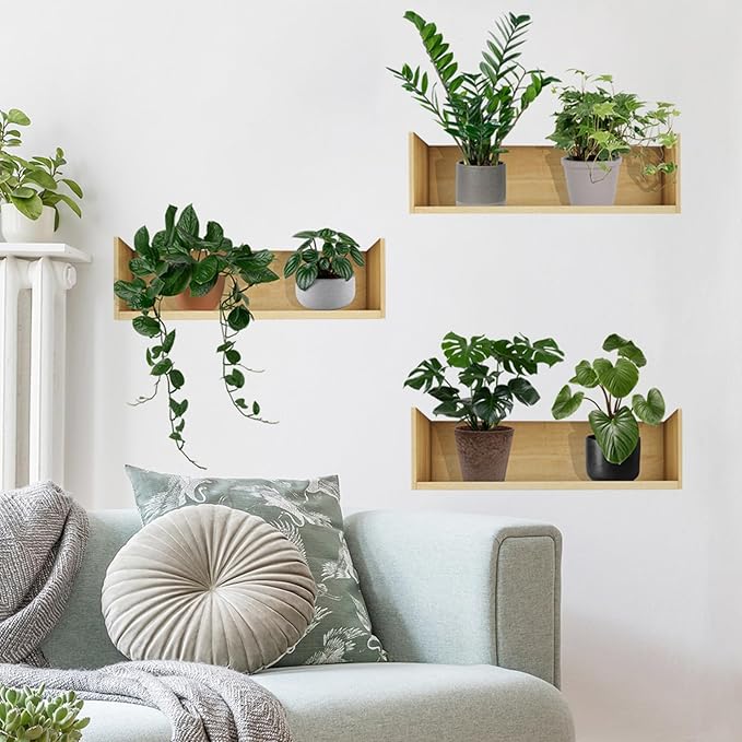 Green Plant Wall Decals 3D Bonsai Tropical Plant Wall Sticker Creative Vinyl Peel and Stick Removable Wall Art Decor for Living Room Bedroom Home Office (Tropical Plant 01)