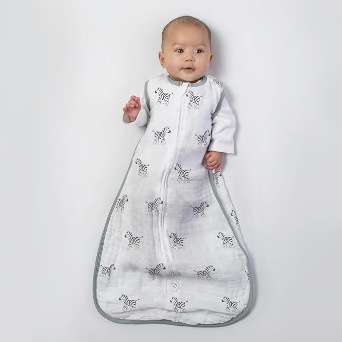 Amazing Baby Cotton Muslin Sleeping Sack, For Baby Boy or Girl, Wearable Blanket with 2-way Zipper, Zebras, Black, Medium (6-12 Month)
