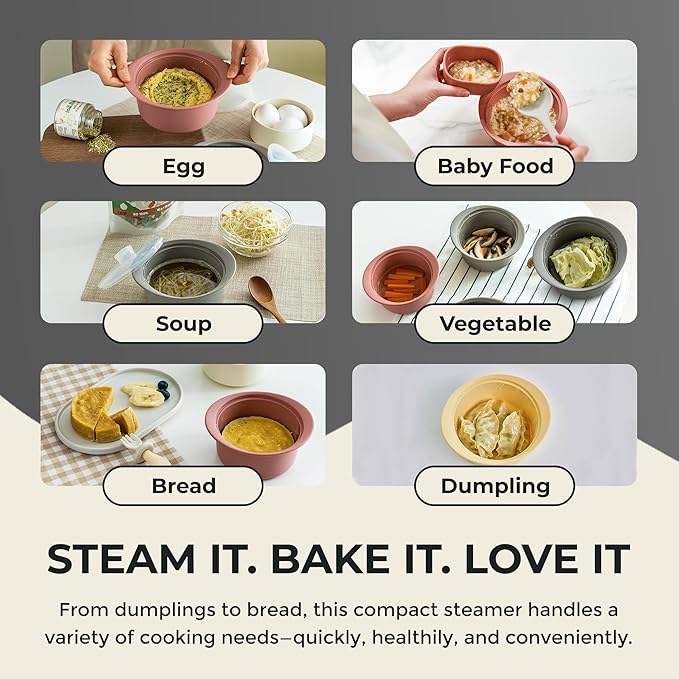 40oz Platinum Silicone Microwave Steamer Pot with Handle & Lid - Korea 100% Food-Grade Steamer Bowl, Heat-Resistant Cooker with Steam Holes, Easy Clean, Dishwasher Safe, Dry Rose