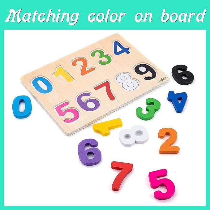 Magnetic Wooden Educational Number Puzzle - Learn Numbers & Color Recognition Toy โ Toddler Preschool Game โ Kids Montessori Education