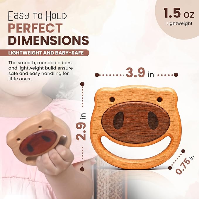 100% Wooden Baby Toy | No Paint, No Plastic | Eco-Friendly Rattle for 0β6 Months