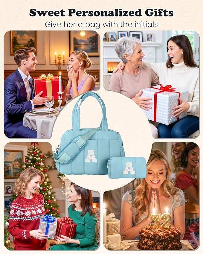 Gifts for Women-Duffle Bag, Weekender Bags for Girl,Initial Overnight Bag with Wet Pocket,Lightweight Dance Bags Personalized Gymnastics bag with Makeup Pouch