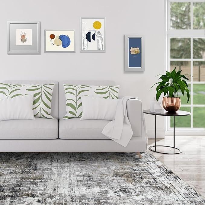 6x9 Area Rugs for Living Room Rug Washable: Modern Rug for Dining Room Bedroom Carpet Non Slip Low Pile 6 by 9 Indoor Abstract Nursery Home Office Black Gold