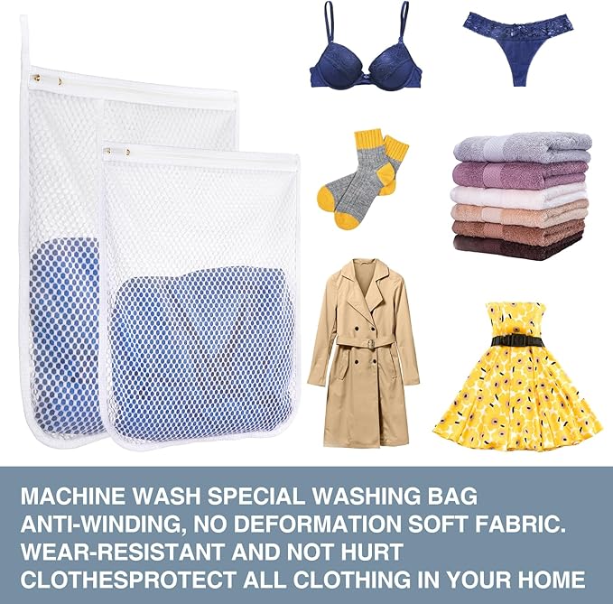 3 pcs Durable Honeycomb Mesh Laundry Bags for Delicates 16" x 19" (3 Large)